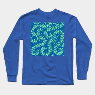 Lacy Leaves Green and Blue Long Sleeve T-Shirt